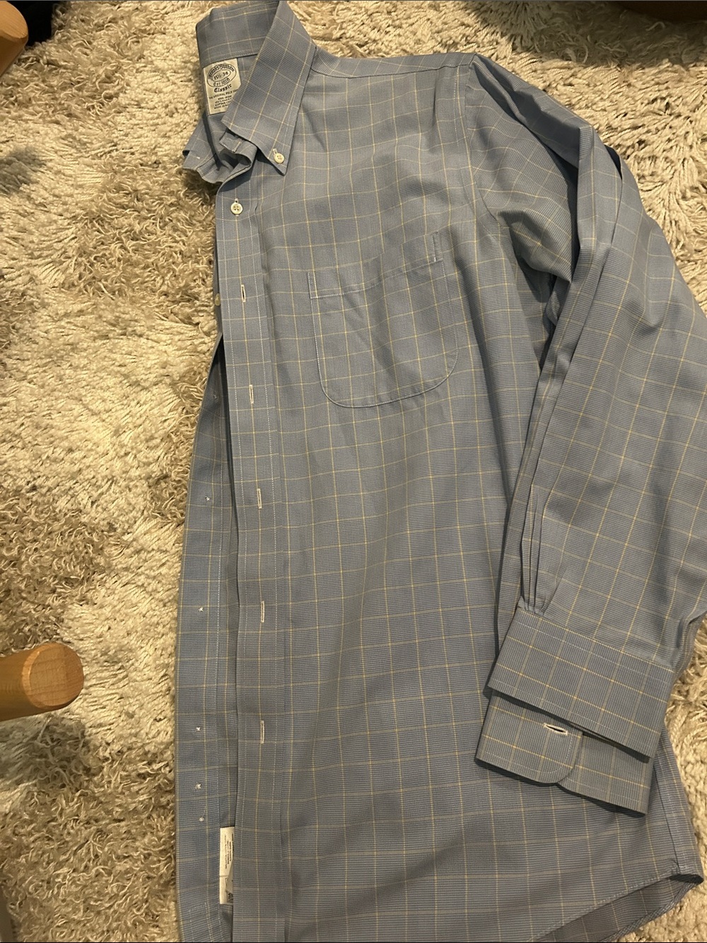 Brooks Brothers Classic Blue Windowpane print Men’s Dress Shirt